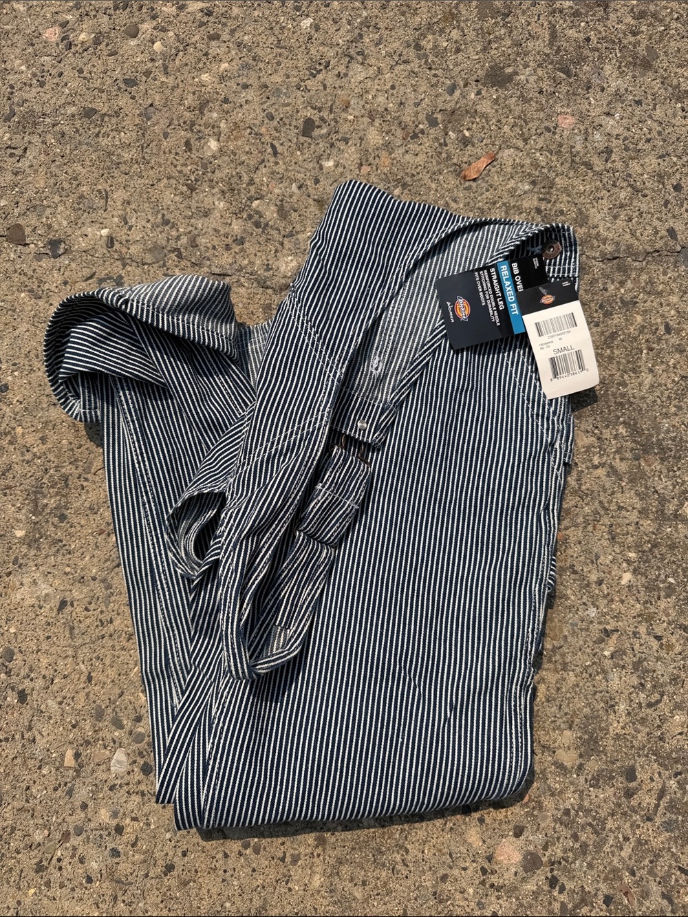 Dickies women’s  Black and White Striped bib overalls brand new